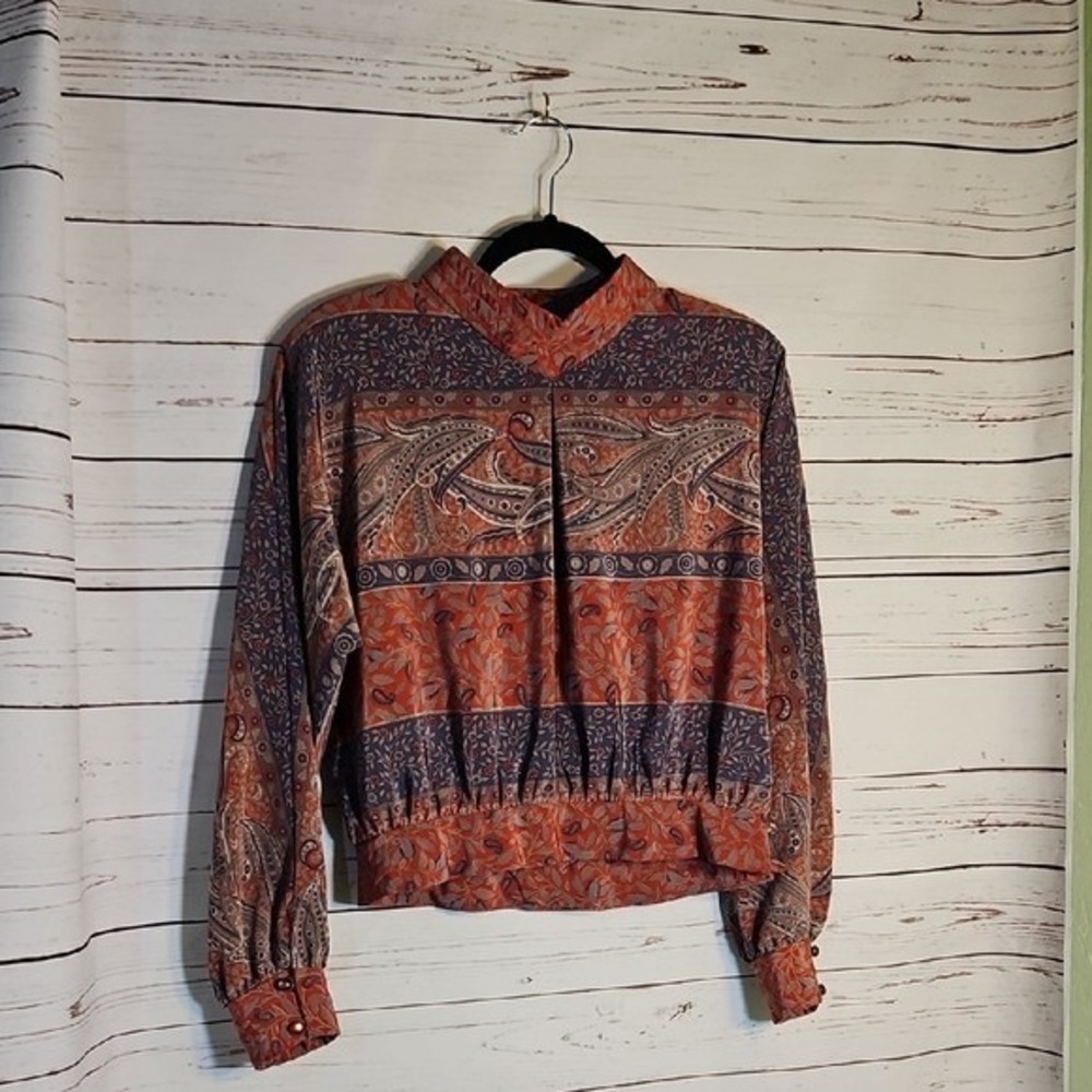 The Wilroy Travellers Vintage Paisley Print Blouse & Skirt Set, Long Sleeve,